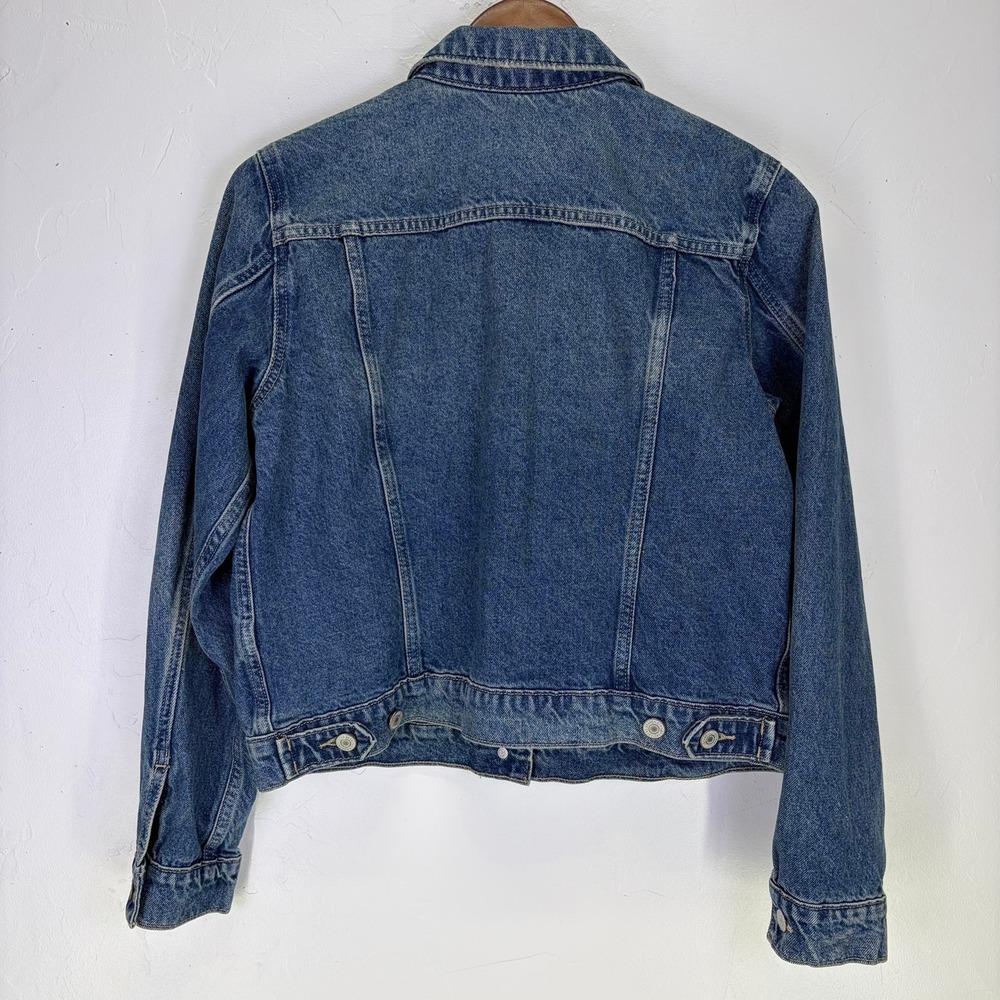 Lucky Brand Embroidered Denim Trucker Jacket Women's Size M Floral Star Boho‎ - Picture 2 of 15
